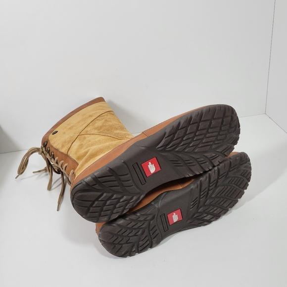 North Face Mackynzie Waterproof Tan Suede Leather Tall Tie Boot Women 7.5 New - Picture 6 of 7